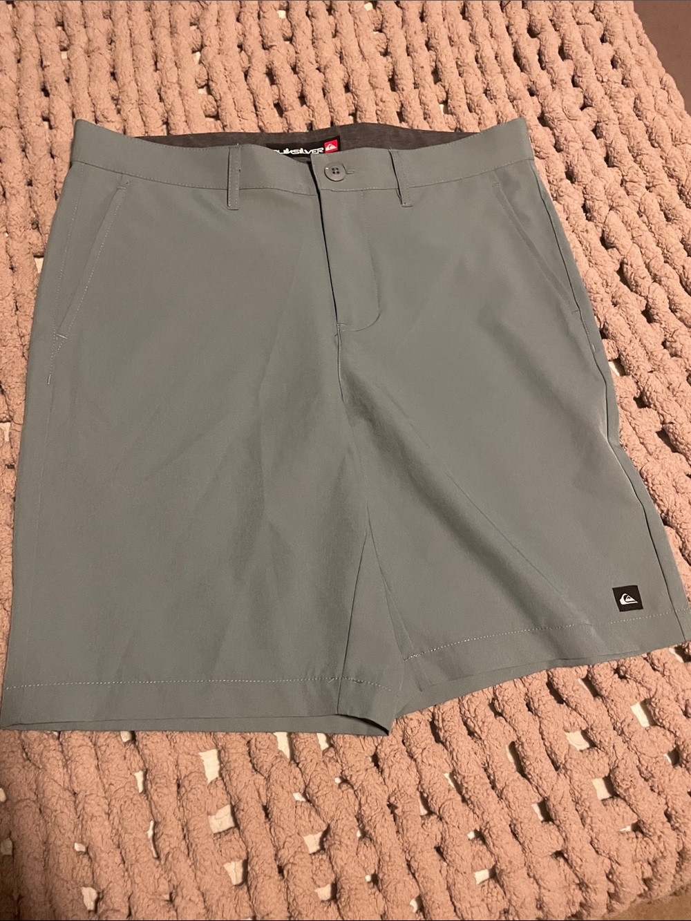 Quiksilver Men's Gray Performance Flat-Front Shorts Waterman Amphibious